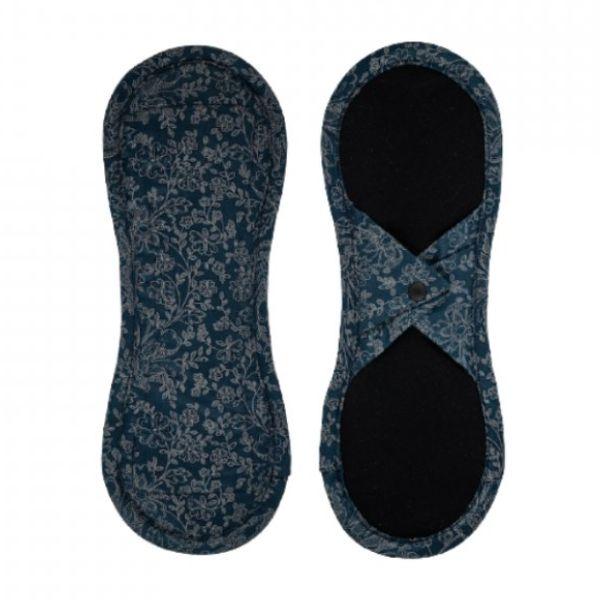 Bamboolik Maandverband - Blauw satijn, Drukknoopjes