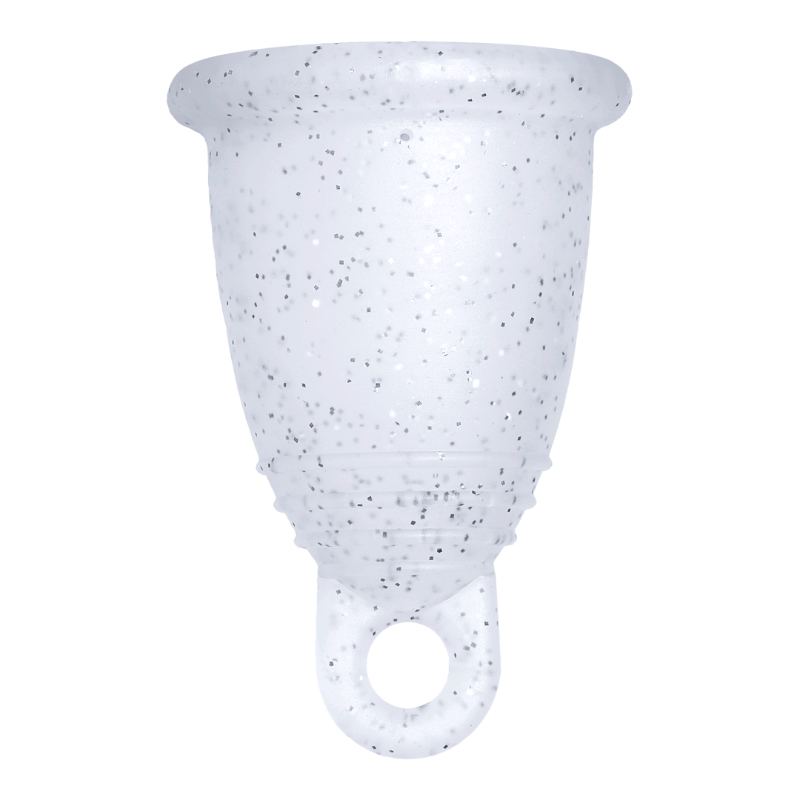 Me Luna® Menstruatiecup | Soft | M | Zilveren glitters | met Ring