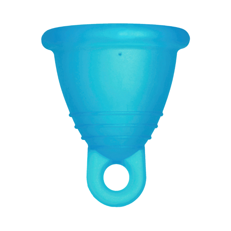 Me Luna® Menstruatiecup | Soft | Shorty M | Cyaan | met Ring