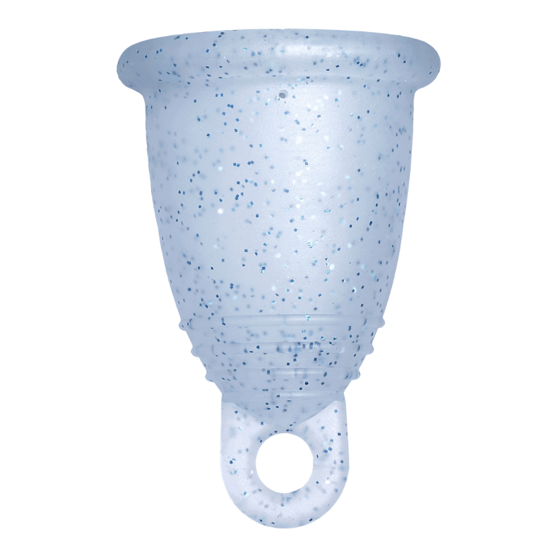 Me Luna® Menstruatiecup | Classic | S | Blauwe glitters | met Ring