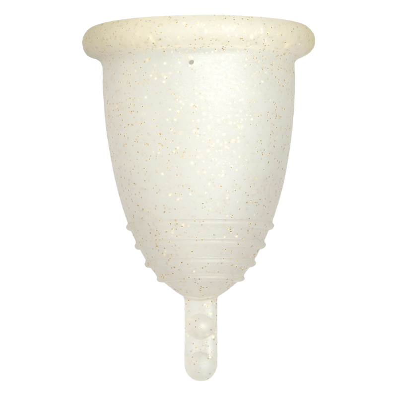 Me Luna® Menstruatiecup | Sport | S | Gouden glitters | met Steeltje