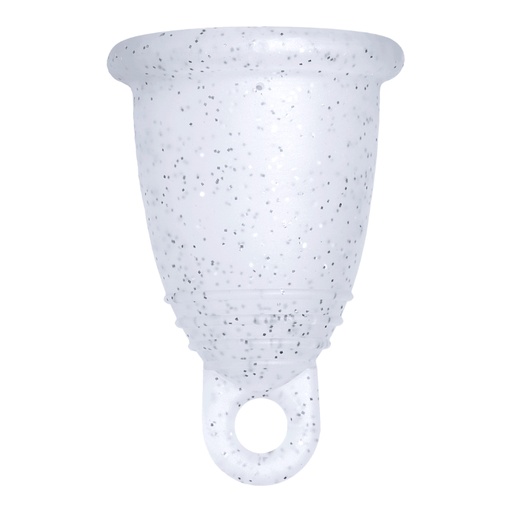 [4260554381246] Me Luna® Menstruatiecup | Soft | M | Zilveren glitters | met Ring