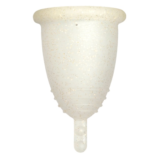 [4260554381598] Me Luna® Menstruatiecup | Sport | XL | Gouden glitters | met Steeltje